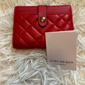 NEW Kurt Geiger Red Quilted Leather Card Wallet
